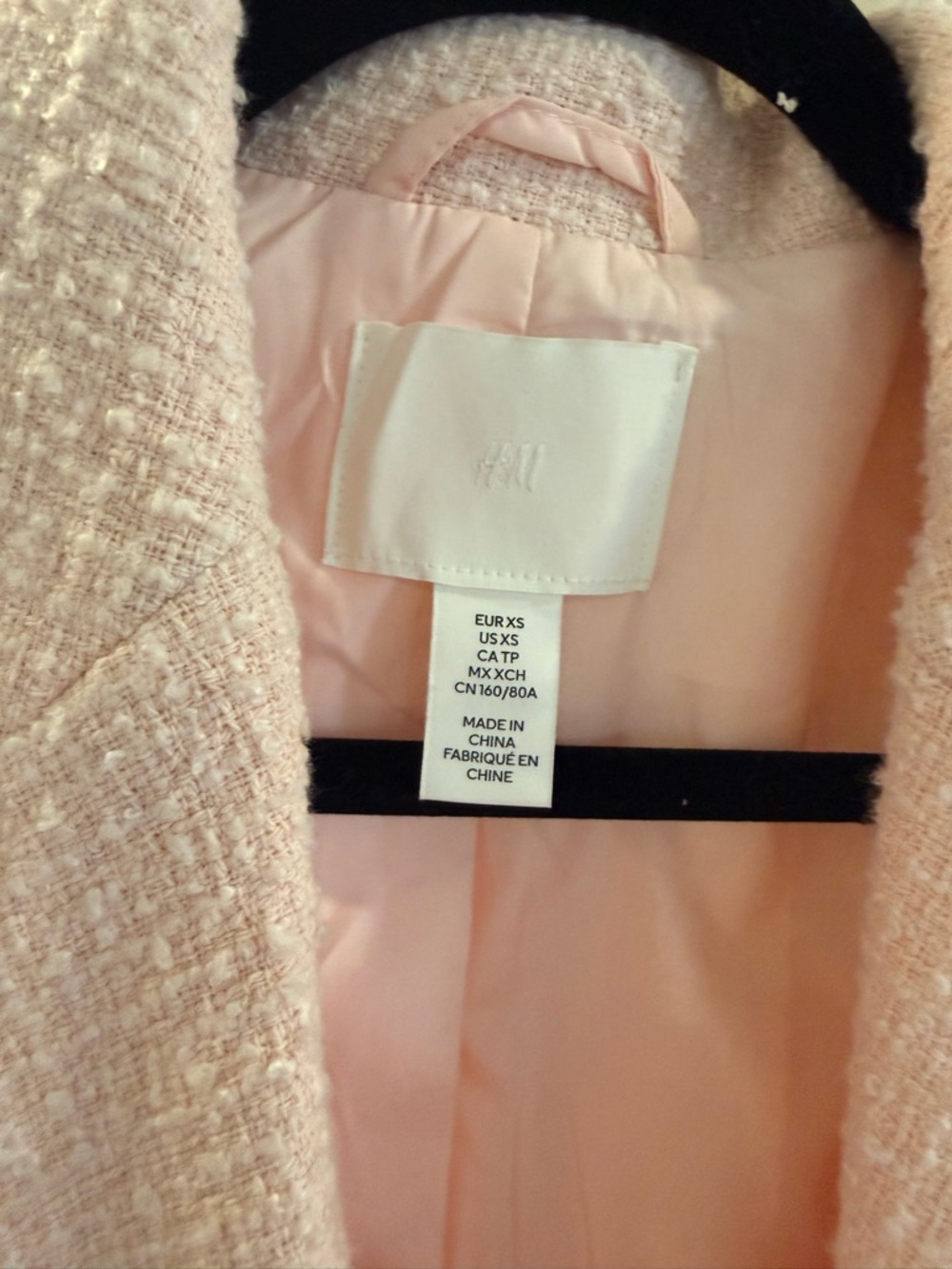 H&M Pale Pink Textured Wool-Blend Coat - Picture 3 of 3